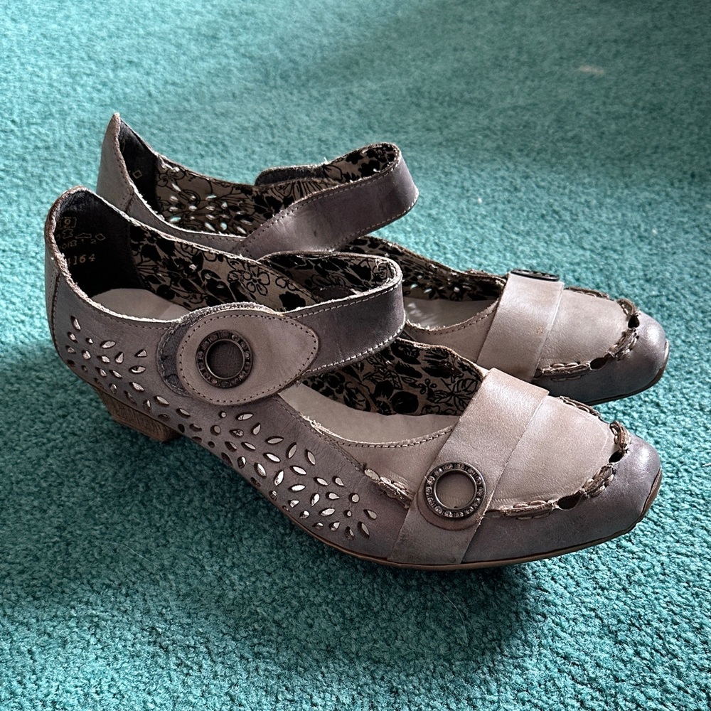 Rieker Antistress Gray Women's Mirjam Mary Jane Shoes